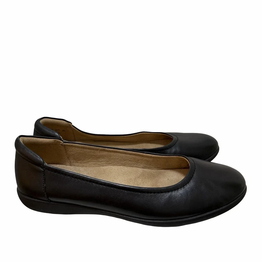 Naturalizer Smooth Leather Flexy Flats Womens US 10 Black Classic Comfort Shoes